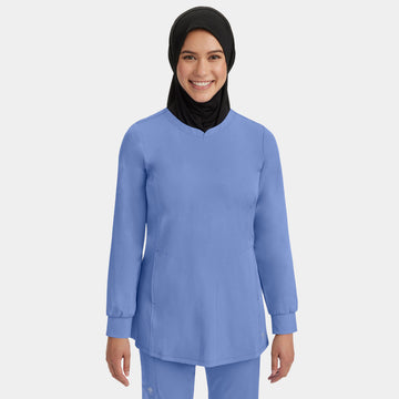 Healing Hands Fatima women's scrub top in Ceil color with a comfortable fit and practical design